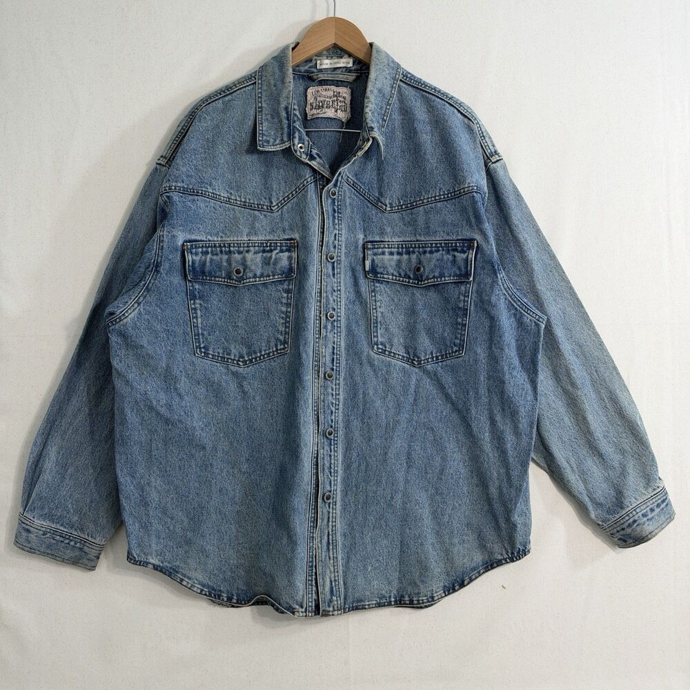 Vintage 90s Levi’s SilverTab Denim Shirt Mens XL Western Snap Oversized Blue